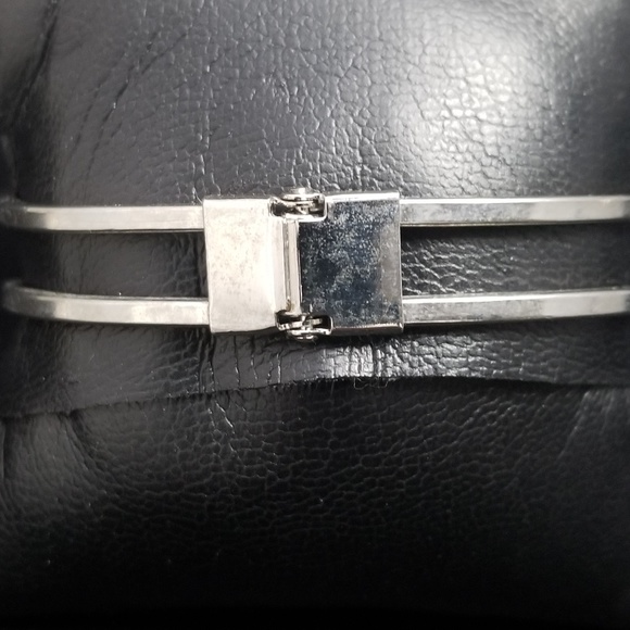 Palm-Tree-Moon-Ocean Silver Bangle - Picture 2 of 6